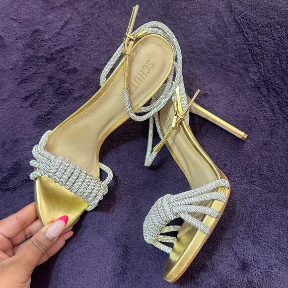 SCHUTZ Gold and Silver Strappy Heels - Picture 4 of 8